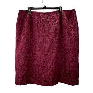 Eliza J Pencil Skirt Burgundy 22 Embroidered Gold Flecks Evening Wear Lined